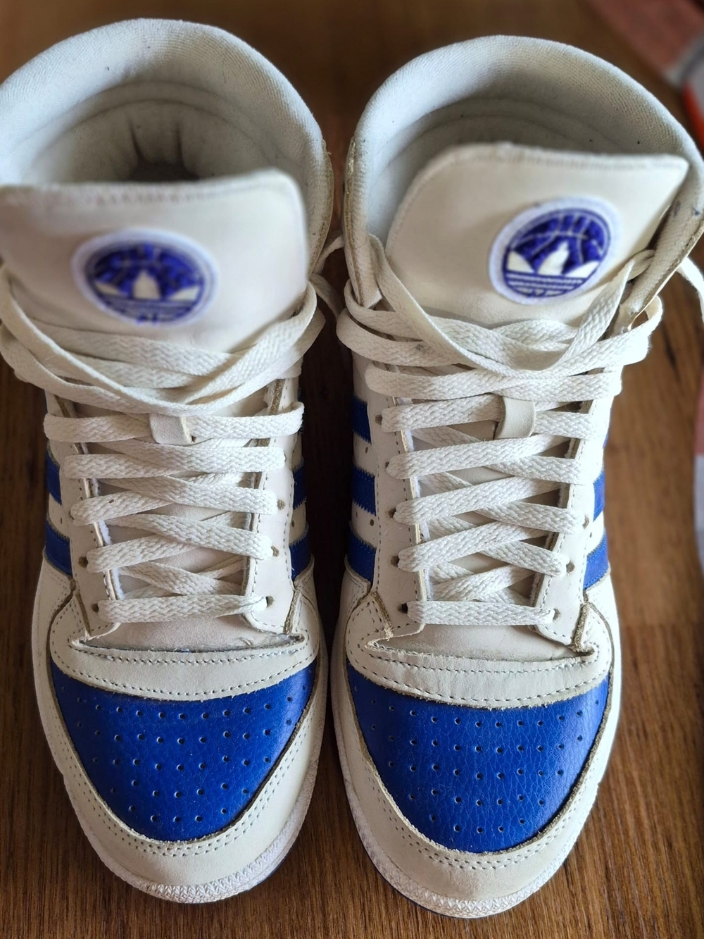 adidas Kids High-Top Sneakers in White and Blue